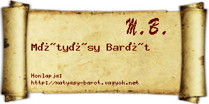 Mátyásy Barót névjegykártya